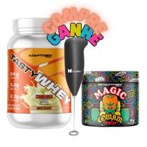 Kit Tasty Whey 912g + Magic Comam 183g Adaptogen + Mini Mixer