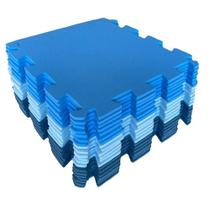 Kit tatame eva tapete tons de azul 12 placas 14bordas 50x50 10mm - Biatex