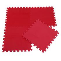 Kit Tatame Fitness Em EVA Alux Com 04 Pçs de 52x52x1cm Vermelho