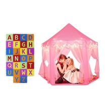 Kit Tatame Infantil Alfabeto + Barraca Tenda Princesa com Luzes