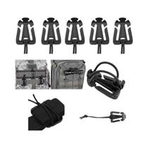 Kit Tático Militar De 5 Peças: Cinto Molle De Nylon Com Fivela, Corda Elástica E Chaveiro De Engate