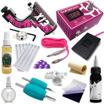 Kit Tatuagem Máquina X13 Pop Pink Rotativa Fonte Supernova Tattoo e Tinta Electric Ink - XTM Machine