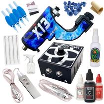 Kit Tatuagem Máquina X13 Pop Rotativa Fire Red / Ice Blue
