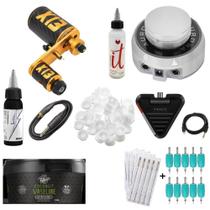 Kit Tatuagem Maquina X13 Tattoo Fonte Vaselina Stencil Pedal