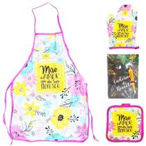 Kit Te Amo Dia Das Mães Avental Luva Pegador De Panela