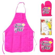 Kit Te Amo Dia Das Mães Avental Luva Pegador De Panela