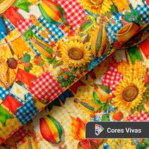Kit Tecido Estampado 3 peças de 60x205cm Malha Promo Festa Junina Arraia pra Costura, Artesanato e Vestuário