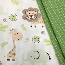 Kit Tecido Tricoline Composê Estampado Selva 2 cortes 50x1,50 mt