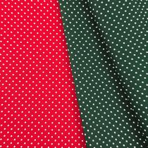 Kit Tecido Tricoline Composê Natal Poá Vermelho e Verde 50cm x 1,50m Algodão