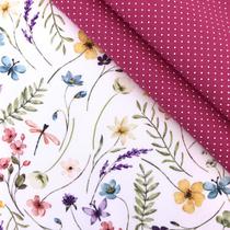 kit Tecido Tricoline Composê Natural Beauty 2 cortes de 50x 1,50 mt