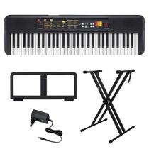 Kit Teclado Arranjador 61 Teclas PSR F52 com Fonte Bivolt Yamaha e Suporte em X