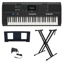 Kit Teclado Arranjador 61 Teclas Sensitivas PSR-E483 Yamaha com Suporte em X