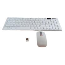 Kit Teclado Branco Slim Pequeno Sem Fio Usb Pc Notebook