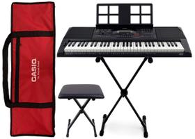 Kit Teclado Casio CT-X3000 Arranjador Profissional USB 5/8 Com Suporte, Banqueta e Capa Vermelha