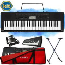 Kit Teclado Casio CTK3500 Arranjador Musical Completo Capa Vermelha