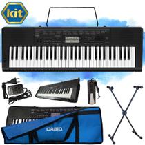 Kit Teclado Casio CTK3500 Musical Completo Capa Azul Pedal