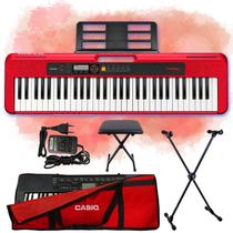 Kit Teclado Casio Tone CT-S200 Musical Vermelho Com Banqueta
