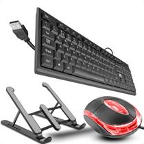 Kit Teclado Com Fio Usb Com Mouse Led Fio Acompanha Suporte Dobrável Para Notebook