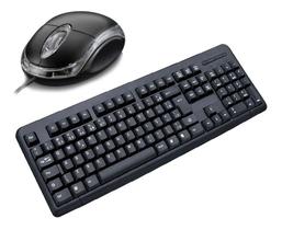 Kit Teclado E Mouse Basico Com Fio Usb Qualidade Classico