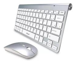 Kit Teclado e Mouse Básico Sem Fio Wireless Slim Moderno Prata 2.4 Ghz ABNT2 - Xtrad