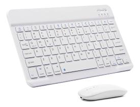 Kit Teclado e Mouse Bluetooth para Tablet com Película de Vidro Temperado Conexão Sem Fio Kit Teclado e Mouse Bluetooth para Tablet com Película de Vidro Temperado Conexão Sem Fio