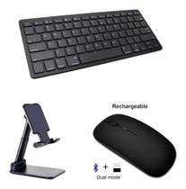 Kit Teclado E Mouse Bt Recarregável + Suporte Tablet A7 T500