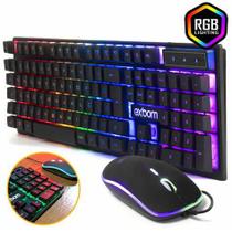 Kit Teclado e Mouse c/Fio Gamer USB e Led Colorido BK-G550 - Exbom