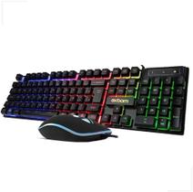 Kit teclado e mouse com fio semi mecânico gamer iluminação led bk-g550 exbom
