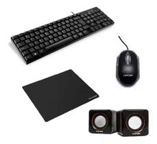 Kit Teclado e Mouse com Fio Usb, Caixa De Som e Mouse Pad - Slim