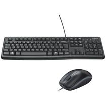 Kit Teclado e Mouse com fio USB Logitech MK120 Confortável Durável e Resistente à Respingos ABNT2 92
