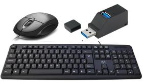 Kit Teclado E Mouse com fio USB Multilaser + Hub Usb 3.0 2.0 - MULTILASER E COMFAST