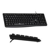 Kit teclado e mouse com fio usb preto abnt2 ergonômico silencioso 105 teclas óptico 4 botões escritório notebook pc confortável moderno