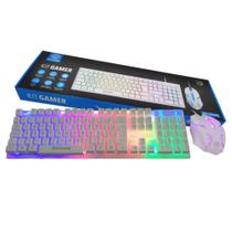 Kit Teclado e Mouse Gamer Anti-Ghosting Usb RGB Led Branco - Hoopson