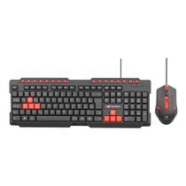 Kit Teclado e Mouse Gamer C3Tech USB ABNT2 1200 DPI Preto e Vermelho