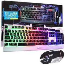 Kit teclado e mouse gamer exbom bk-g3000 usb led colorido semi mecanico metal padrão us