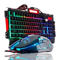 Kit Teclado e Mouse Gamer, iluminação de LED e Acabamento de Metal, ABNT 02511, EXBOM BK-G3000 - Preto