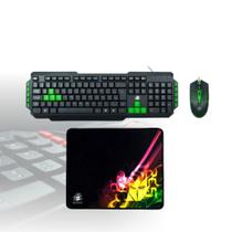 Kit Teclado E Mouse Gamer KG-03R Nemesis Start 2.0 Preto E Verde Mais Mouse Pad Gamer Nemesis