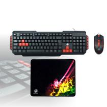 Kit Teclado E Mouse Gamer KG-03R Nemesis Start 2.0 Preto E Vermelho Mais Mouse Pad Gamer Nemesis