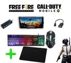 Kit Teclado E Mouse Gamer Kit Cel Mobilador + Mouse Pad PUBG - Tudo na Mão