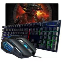 Kit Teclado e Mouse Gamer RGB LED Iluminação Colorida Preto