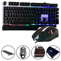 Kit Teclado e Mouse Gamer RGB LED Iluminação Colorida Preto