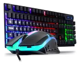 Kit Teclado E Mouse Gamer Semi Mecânico Rgb Usb Preto