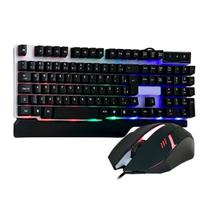 Kit Teclado E Mouse Gamer Semimecânico Led Rgb Lançamento Para Computador Notebook Video Game