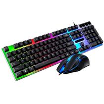 Kit Teclado e Mouse Gamer USB com LED RGB ABNT2 Semi Mecânico
