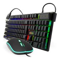 Kit Teclado e Mouse Gamer USB Exbom Semi mecanico Led RGB