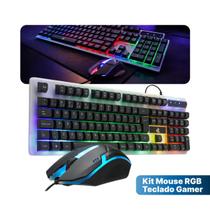 Kit Teclado e Mouse Gamer USB Iluminação LED RGB Ergonômico