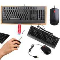 Kit Teclado e Mouse Lenovo Original com Fio Ergonômico Preto