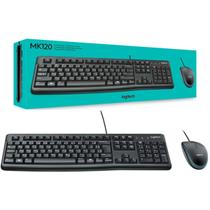 Kit Teclado e Mouse Logitech MK120 USB, 1000DPI, ABNT2, Preto