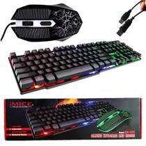 Kit Teclado E Mouse Luz LED Luminoso Gamer Com Fio Iluminação RGB Km680 - WEIBO