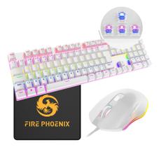 Kit Teclado E Mouse Mecânico Abnt2 Gamer Iluminação Led Rgb Switch Blue Usb MousePad Be-k2